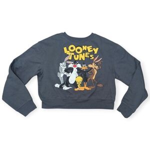 Looney Tunes Cropped Crew Neck Sweater Size XL Pullover Bugs Bunny & Others
